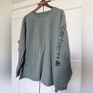 Carhartt Womens Dark Green Long Sleeve Tee with Sleeve Graphic